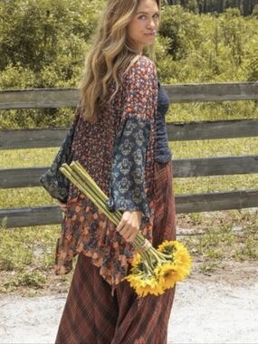 Natural Life Sierra Mixed Floral Patchwork Viscose Kimono Cardigan L/XL